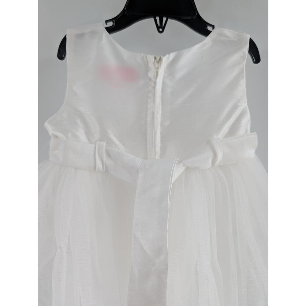 Popatu White Rosette Tulle Dress Flower Girl Fancy Size 18 Months - Picture 6 of 12